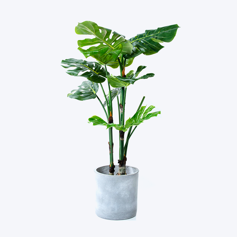 Pianta verde finta e vaso Monstera-s